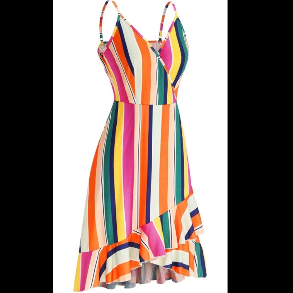 Adjustable Spaghetti Strap Ruffle Dress - image 4